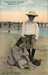 Children at Play on Sands Santa Cruz, CA Postcard Postcard Postcard