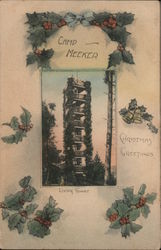 Christmas Greetings - Living Tower Camp Meeker, CA Postcard Postcard Postcard