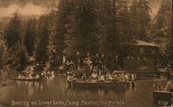 Boating on Lower Lake, Camp Meeker Postcard