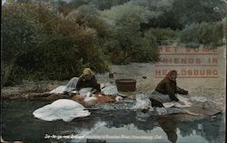 MET SOME FRIENDS IN HEALDSBURG - So-to-yo-me Indians Washing in Russian River, Healdsburg, Cal. Postcard