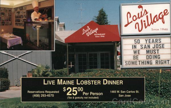 Lou's Village - Live Maine Lobster Dinner San Jose California