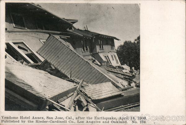 Vendome Hotel Annex, San Jose, Cal. after the Earthquake, April 18, 1906. California