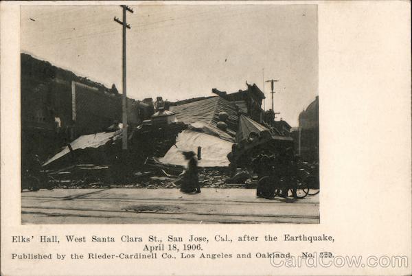 Elks' Hall. West Santa Clara St., San Jose, Cal., after the earthquake, April 18, 1906. California