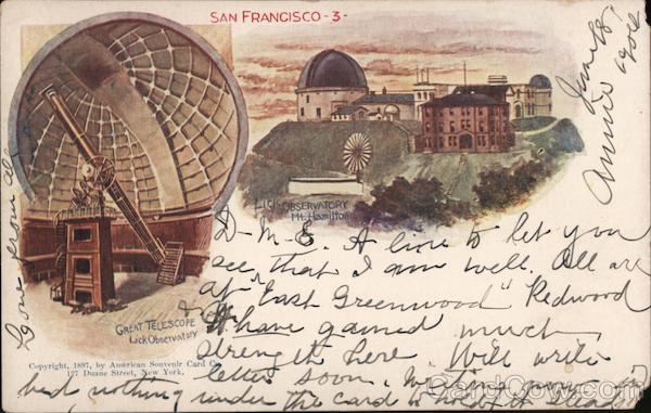 San Francisco. Great Telescope Lick Observatory Mount Hamilton California