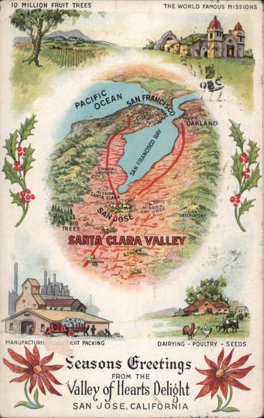 Santa Clara Valley Map Seasons Greetings San Jose California