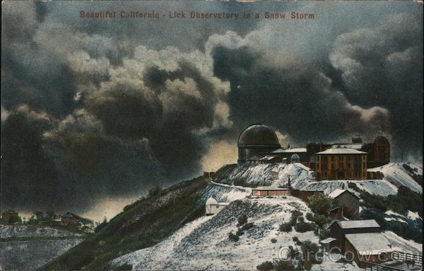 Beautiful California-Lick Observatory in a snow storm Mount Hamilton