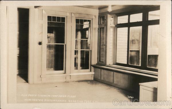 Sun porch showing trapdoor floor. Winchester Mystery House. Near San Jose, Cal. California