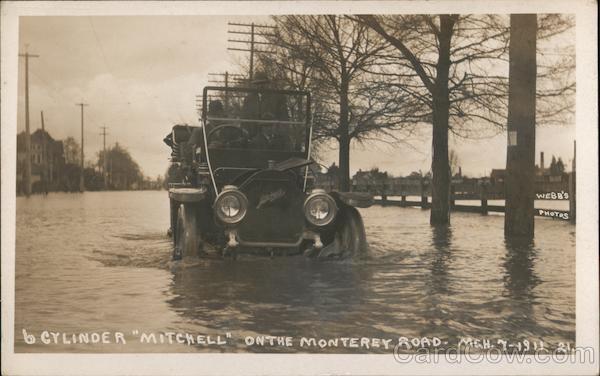 6 cylinder Mitchell on the Monterey Road 1911 Flood San Jose California
