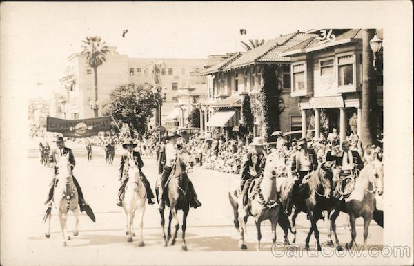 Men On Horses, 1910 Rose Carnival Parade San Jose California
