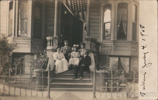 Family on House Steps, July 4 1908 San Jose California