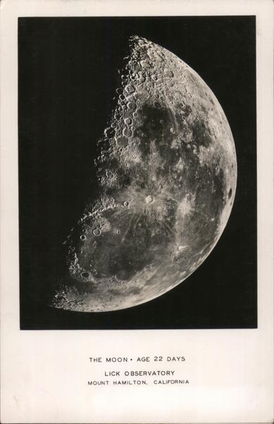 Lick Observatory, The Moon, Age 22 days Mount Hamilton California