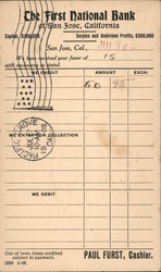 The First National Bank of San Jose, California Postcard