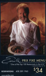 Emiles Prix Fine Menu. "One of the Top 100 restaurants in the U.S. San Jose, CA Postcard Postcard Postcard