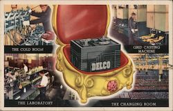 The Cold Room. Grid Casting Machine. The Laboratory. The Charging Room. Postcard