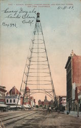 Market Street, Looking South, and Electric Tower. San Jose, California Postcard