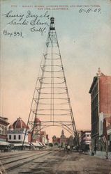 Market Street, Looking South, and Electric Tower. San Jose, California Postcard Postcard Postcard