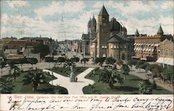 San JOse, California. City Hall Park, Post Office and St. Joseph Church Postcard Postcard Postcard