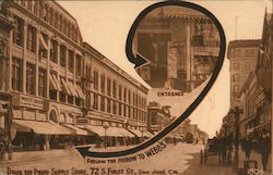 Follow the arrow to Webb's Drug and Photo Supply Store, 72 S. First St., San Jose, Cal. Postcard