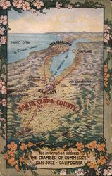 Santa Clara County Map San Jose Chamber of Commerce Postcard