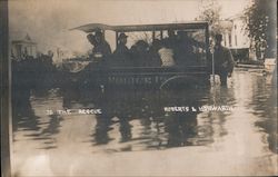 To the Rescue - A Horse Drawn Police Carriage Going Through Flood Waters Postcard