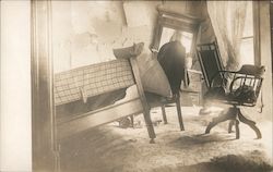 Interior of Residence after 1906 Earthquake Alameda or San Jose Postcard