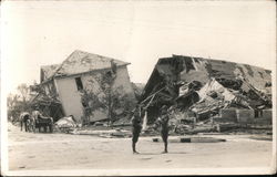 Soldiers, Houses damaged by Earthquake Postcard
