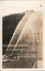 Firemen Shooting water over train cars San Jose, CA Postcard Postcard Postcard