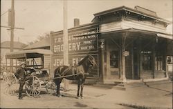 Horse drawn grocery wagon Postcard