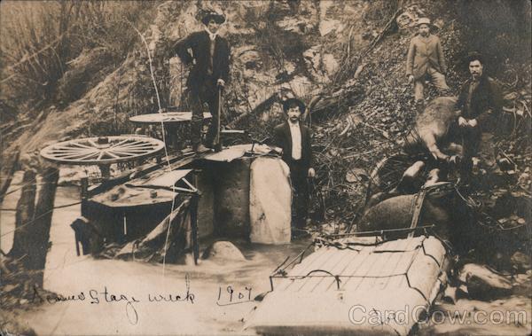 Stagecoach Wreck 1907 Deadwood Creek California