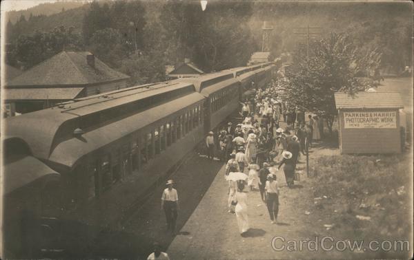 A Train Parked Next to a Huge Crowd Guerneville California