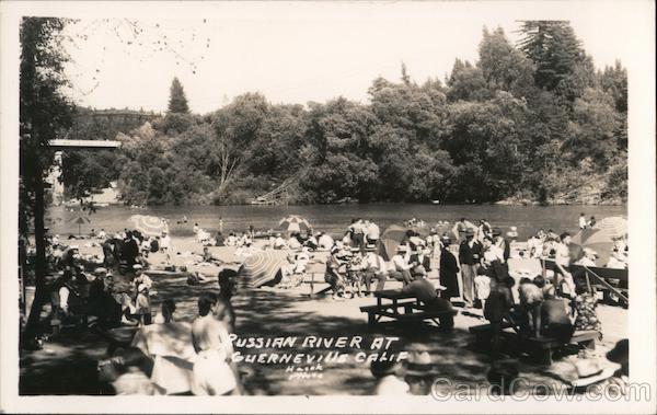 People on Beach on Russian River Guerneville California