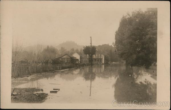 Flood Waters Covering a Street Guerneville California