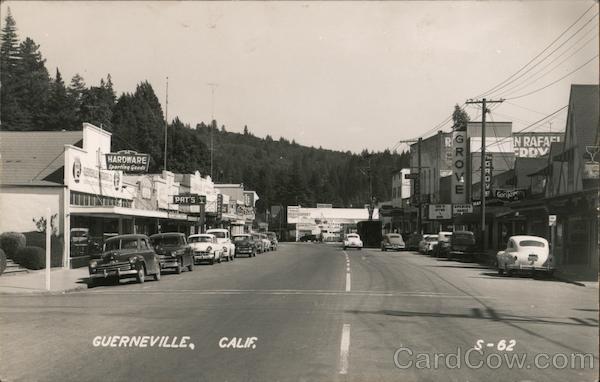 Main Street Lined with Cars Guerneville California
