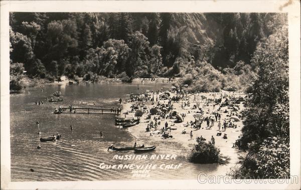 People on Beach on Russian River Guerneville California