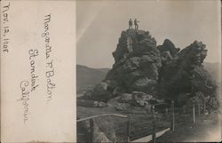 Two Men Standing on a Huge Rock Postcard