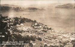 Viewing Sausalito Calif. From Golden Gate Bridge Approach Postcard