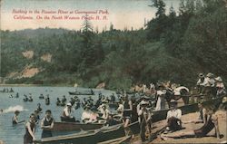 Bathing In the Russian River at Guernewood Park, California. On the North Western Pacific R.R. Postcard