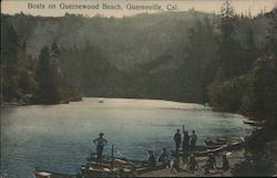 Boats on Guernewood Beach Guerneville, CA Postcard Postcard Postcard