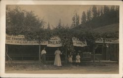 Four People Standing in Front of a Store Postcard