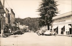 Main Street Lined with Cars Postcard