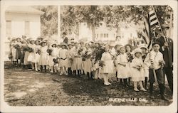A Line of Little Girls Holding Flowers Postcard