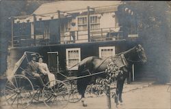 Horse Puling a Couple in a Buggie Postcard