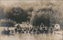 A Large Group of People in the River Postcard
