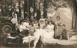 A Large Group at a Camp Site Postcard