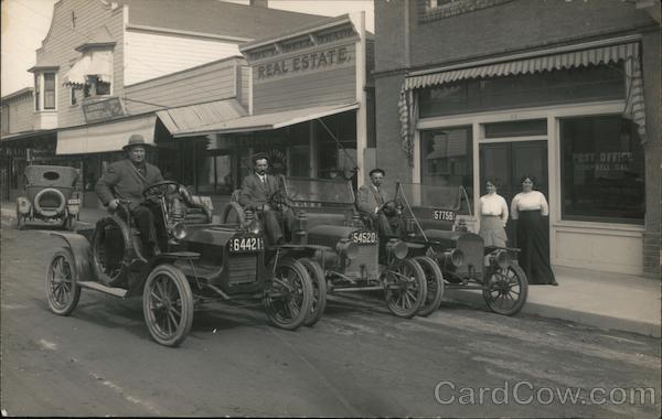 Three Early Autos on Street Campbell California