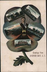 Greetings from Oyster Bay Long Island, Teddy Roosevelt Postcard