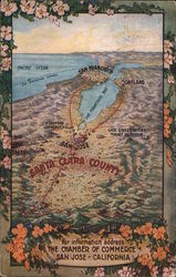 Map, Santa Clara County & Advert, Avonwood Brand Fruits & Nuts Los Gatos, CA Postcard Postcard Postcard