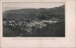 View of Los Gatos, California, looking Northeast from hills above Broadway. Postcard