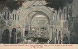 Interior Ruins of the Memorial Church, Stanford University, Wrecked by the earthquake of April 18, 1906 Postcard