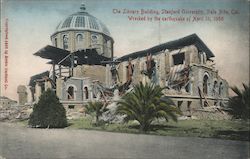 The Library Building, Stanford University, Wrecked by the Earthquake of April 18, 1906 Postcard
